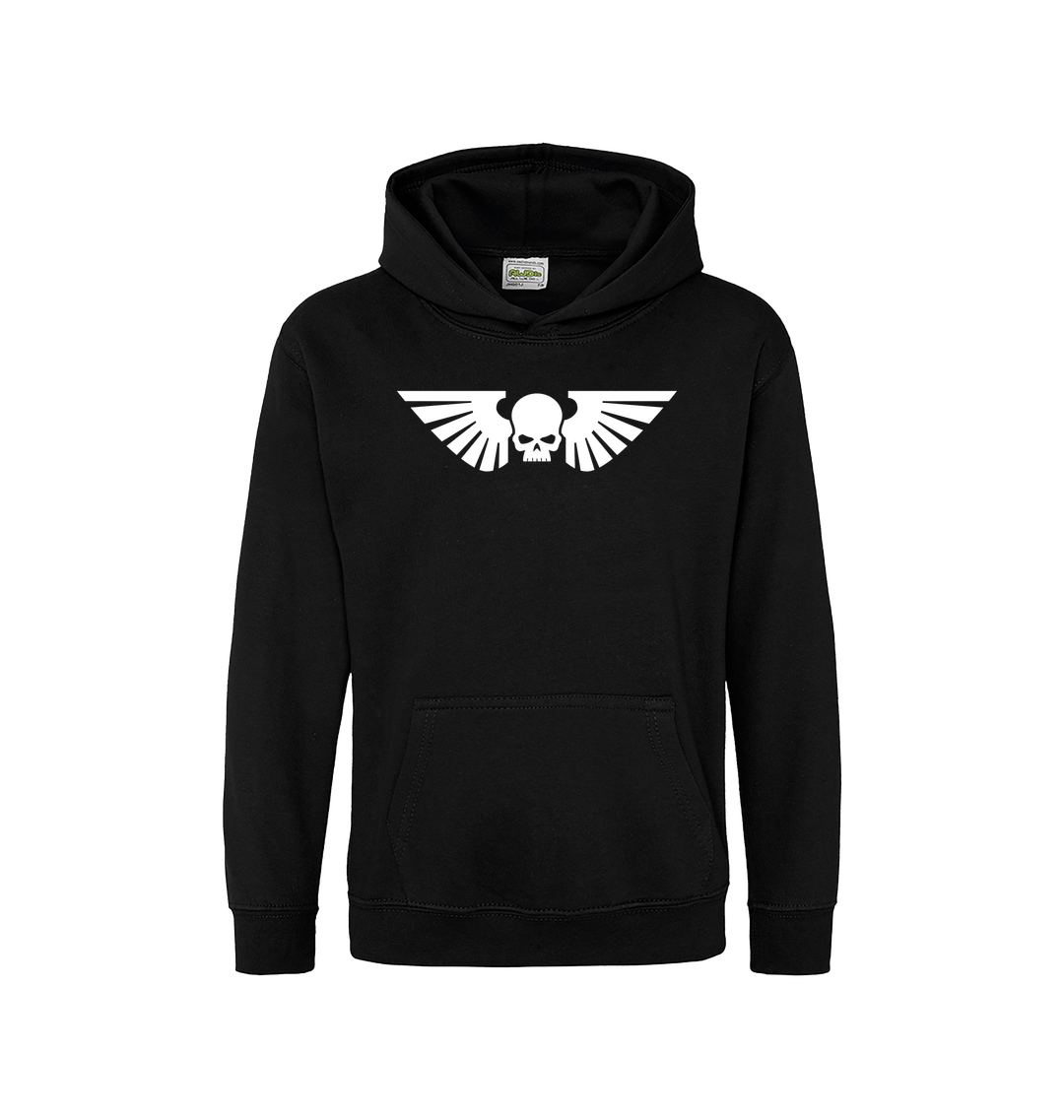 Deep Black Printed Kids Hoodie