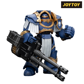 JoyToy Warhammer The Horus Heresy Action Figure - Ultramarines  Cataphractii Terminator Squad  Terminator with Reaper Autocannon (1/18 Scale) Preorder