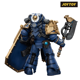 JoyToy Warhammer The Horus Heresy Action Figure - Ultramarines, Invictarus Suzerain #4 with Bolt Pistol, Legatine Axe and Argyrum Pattern Boarding Shield (1/18 Scale) Preorder