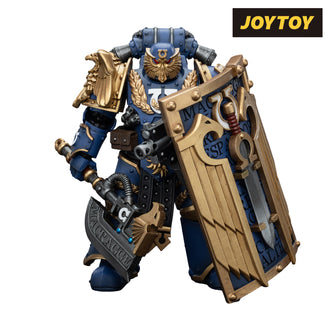 JoyToy Warhammer The Horus Heresy Action Figure - Ultramarines, Invictarus Suzerain #5 with Bolt Pistol, Legatine Axe and Argyrum Pattern Boarding Shield (1/18 Scale) Preorder