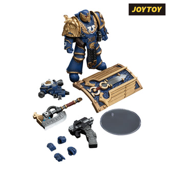 JoyToy Warhammer The Horus Heresy Action Figure - Ultramarines, Invictarus Suzerain #5 with Bolt Pistol, Legatine Axe and Argyrum Pattern Boarding Shield (1/18 Scale) Preorder