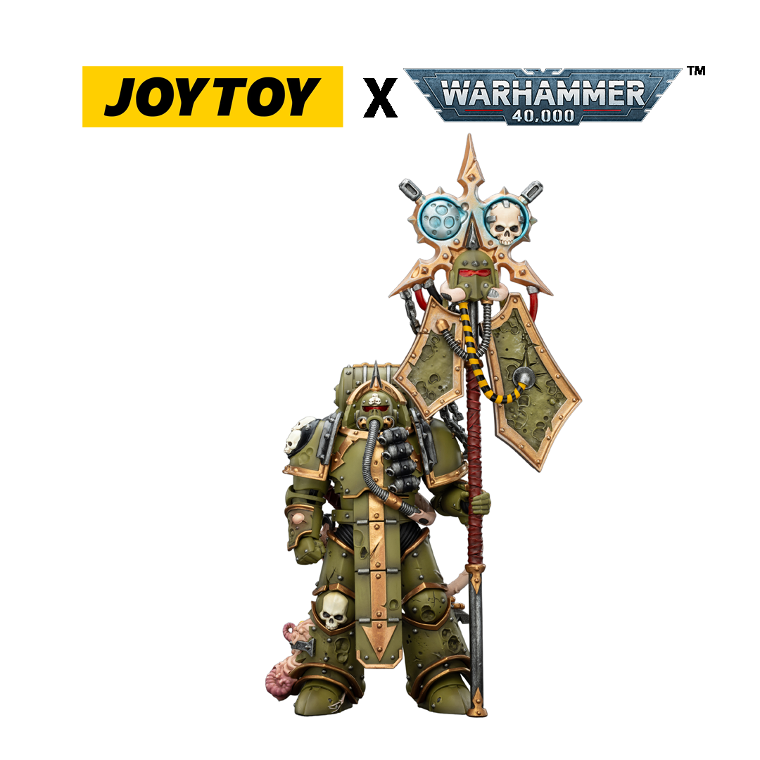 JoyToy Warhammer 40,000 Action Figure - Death Guard, Plague Marine Icon bearer with Boltgun and Plague Knife (1/18 Scale) Preorder