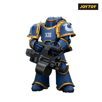 JoyToy Warhammer The Horus Heresy Action Figure - Ultramarines, Legion MkIII Tactical Support Squad, Legionary with Heavy Bolter (1/18 Scale) Preorder