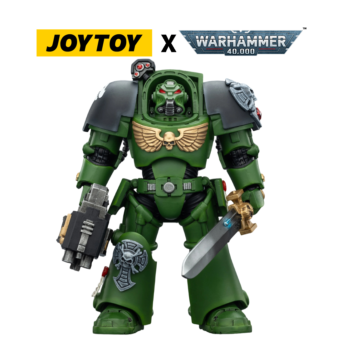 JoyToy Warhammer 40,000 Action Figure - Salamanders, Terminator 1 with Power Sword and Storm Bolter (1/18 Scale)