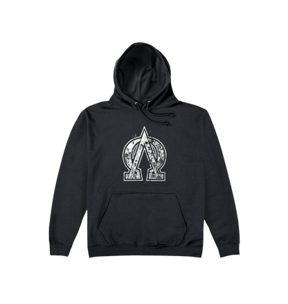 Deep Black Printed Hoody Front