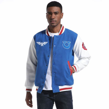 as shown Warhammer 40,000: Space Marine 2 Ultramarines Varsity Jacket
