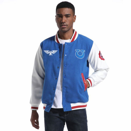 as shown Warhammer 40,000: Space Marine 2 Ultramarines Varsity Jacket