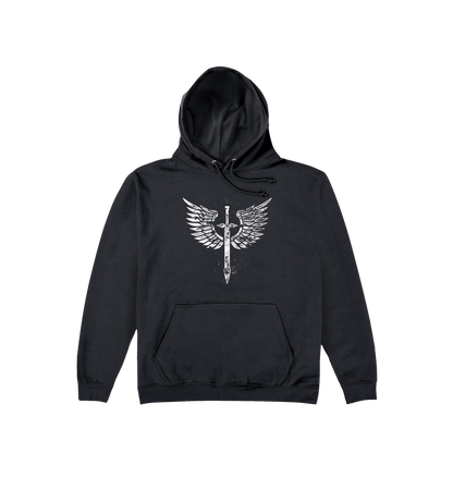 Deep Black Printed Hoody Front