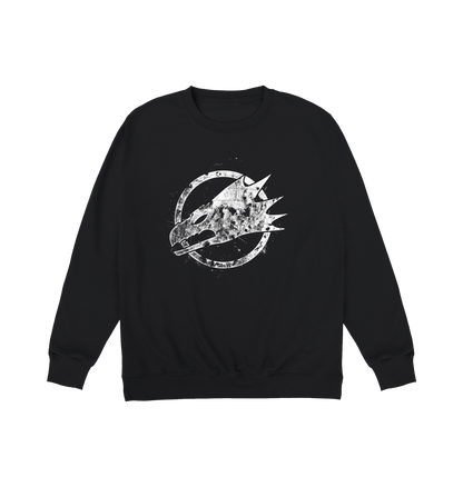 Deep Black Printed Sweater Front