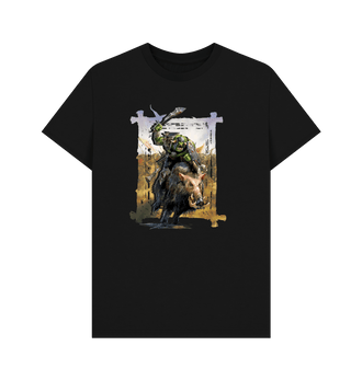 Black Premium Warhammer The Old World Orc & Goblin Tribes Boar Rider T Shirt