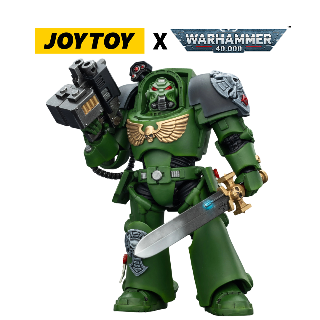 JoyToy Warhammer 40,000 Action Figure - Salamanders, Terminator 1 with Power Sword and Storm Bolter (1/18 Scale)