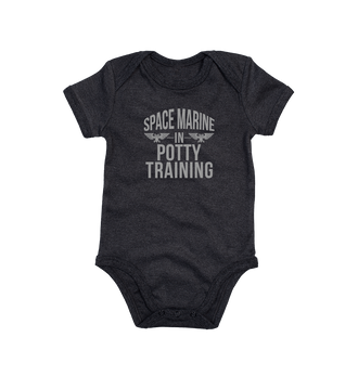 Organic Black Space Marine In Potty Training V2 Baby Bodysuit