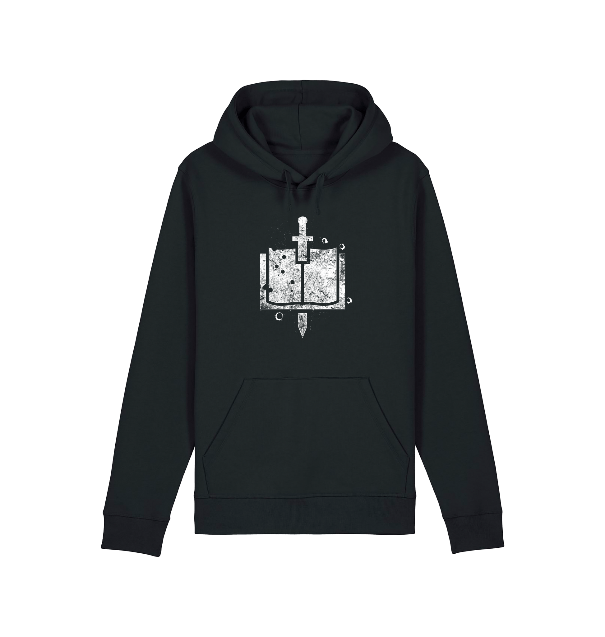 Black Printed Hoody Front