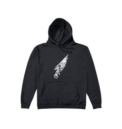 Deep Black Printed Hoody Front