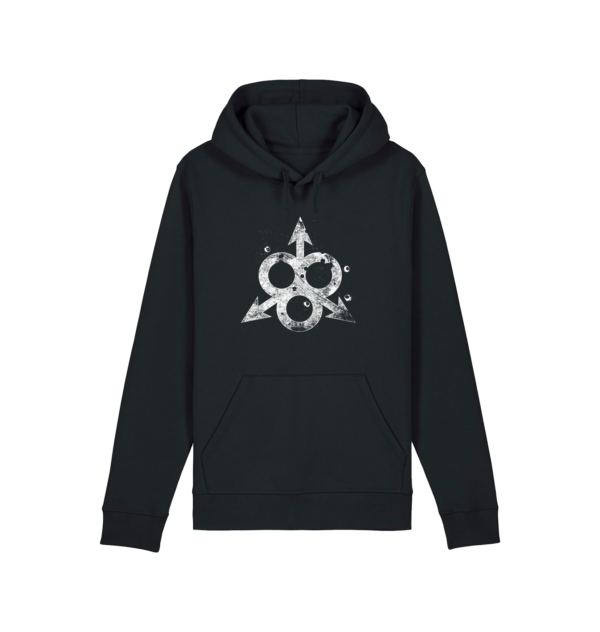 Black Printed Hoody Front