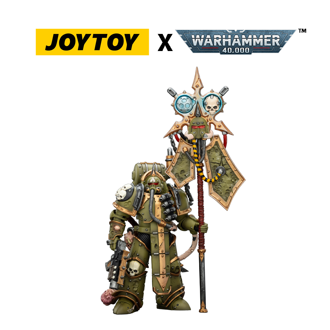 JoyToy Warhammer 40,000 Action Figure - Death Guard, Plague Marine Icon bearer with Boltgun and Plague Knife (1/18 Scale) Preorder