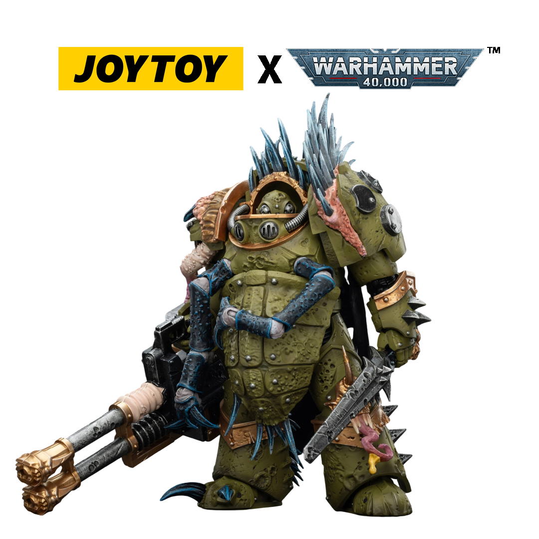 JoyToy Warhammer 40,000 Action Figure - Death Guard, Blightlord Terminator 1 with Reaper Autocannon and Bubotic Blade (1/18 Scale) Preorder