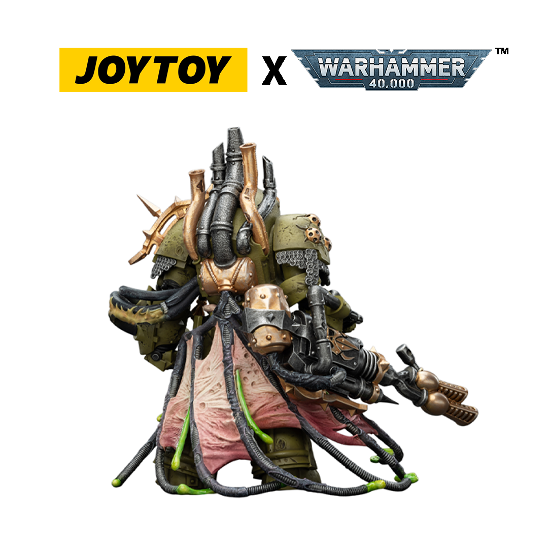 JoyToy Warhammer 40,000 Action Figure - Death Guard, Lord of Virulence with Power Fist and Twin Plague Spewer (1/18 Scale) Preorder