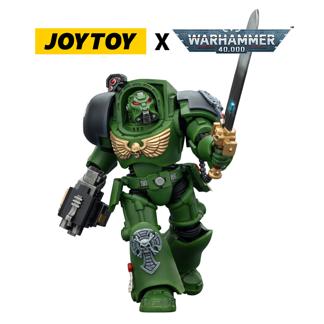 JoyToy Warhammer 40,000 Action Figure - Salamanders, Terminator 1 with Power Sword and Storm Bolter (1/18 Scale)
