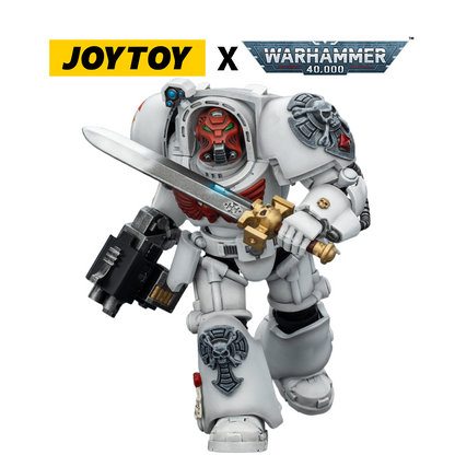 JoyToy Warhammer 40,000 Action Figure - White Scars, Terminator 1 with Power Sword and Storm Bolter (1/18 Scale) Preorder