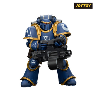 JoyToy Warhammer The Horus Heresy Action Figure - Ultramarines, Legion MkIII Tactical Support Squad, Legionary with Heavy Bolter (1/18 Scale) Preorder