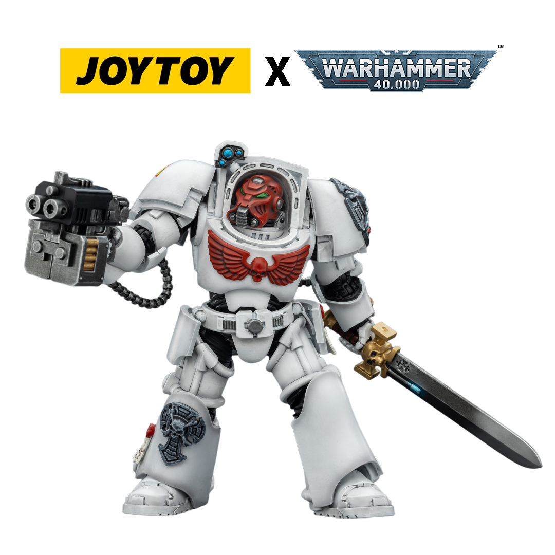 JoyToy Warhammer 40,000 Action Figure - White Scars, Terminator 1 with Power Sword and Storm Bolter (1/18 Scale) Preorder