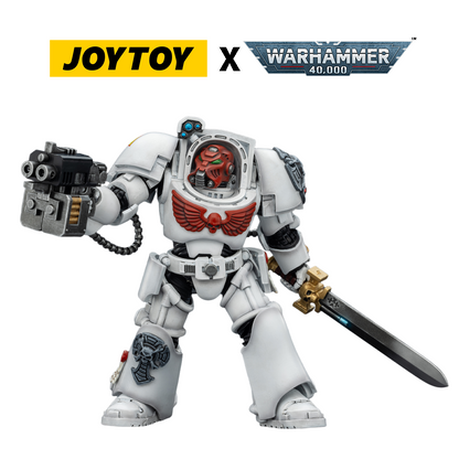 JoyToy Warhammer 40,000 Action Figure - White Scars, Terminator 1 with Power Sword and Storm Bolter (1/18 Scale) Preorder