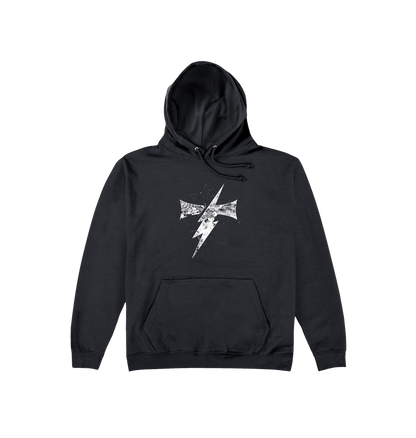 Deep Black Printed Hoody Front