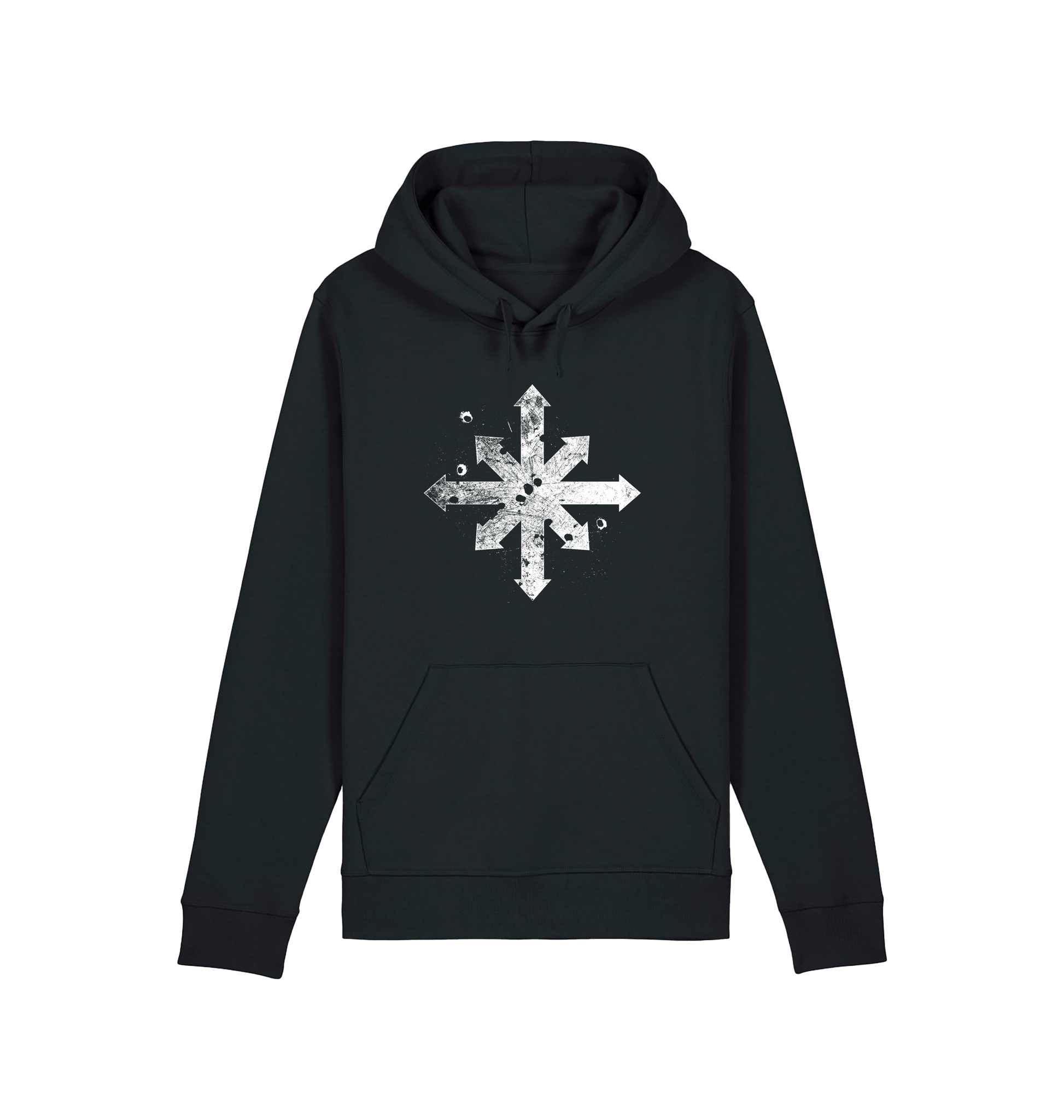 Black Printed Hoody Front