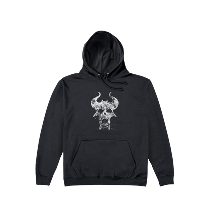 Deep Black Printed Hoody Front
