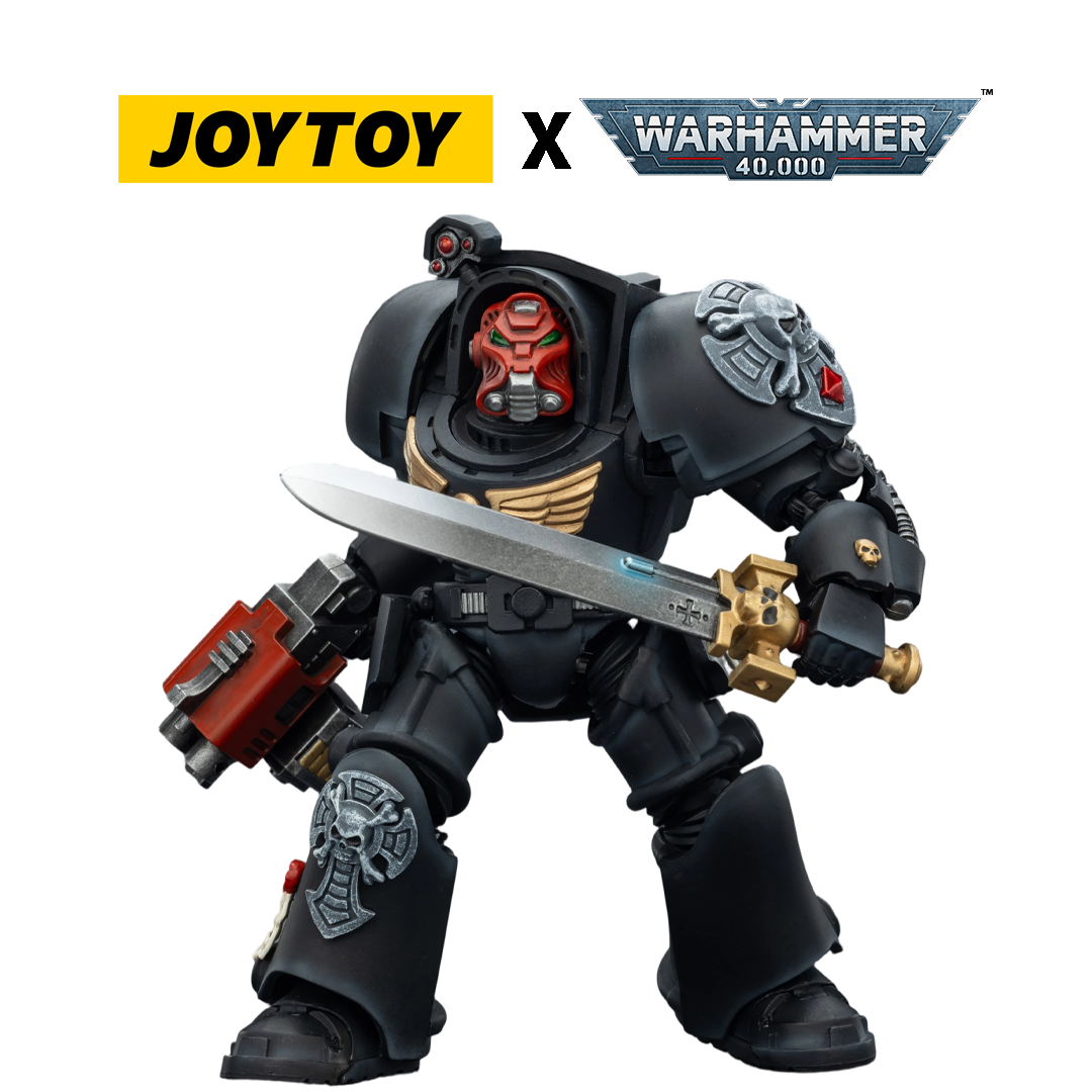JoyToy Warhammer 40,000 Action Figure - Black Templars, Terminator 1 with Power Sword and Storm Bolter (1/18 Scale) Preorder