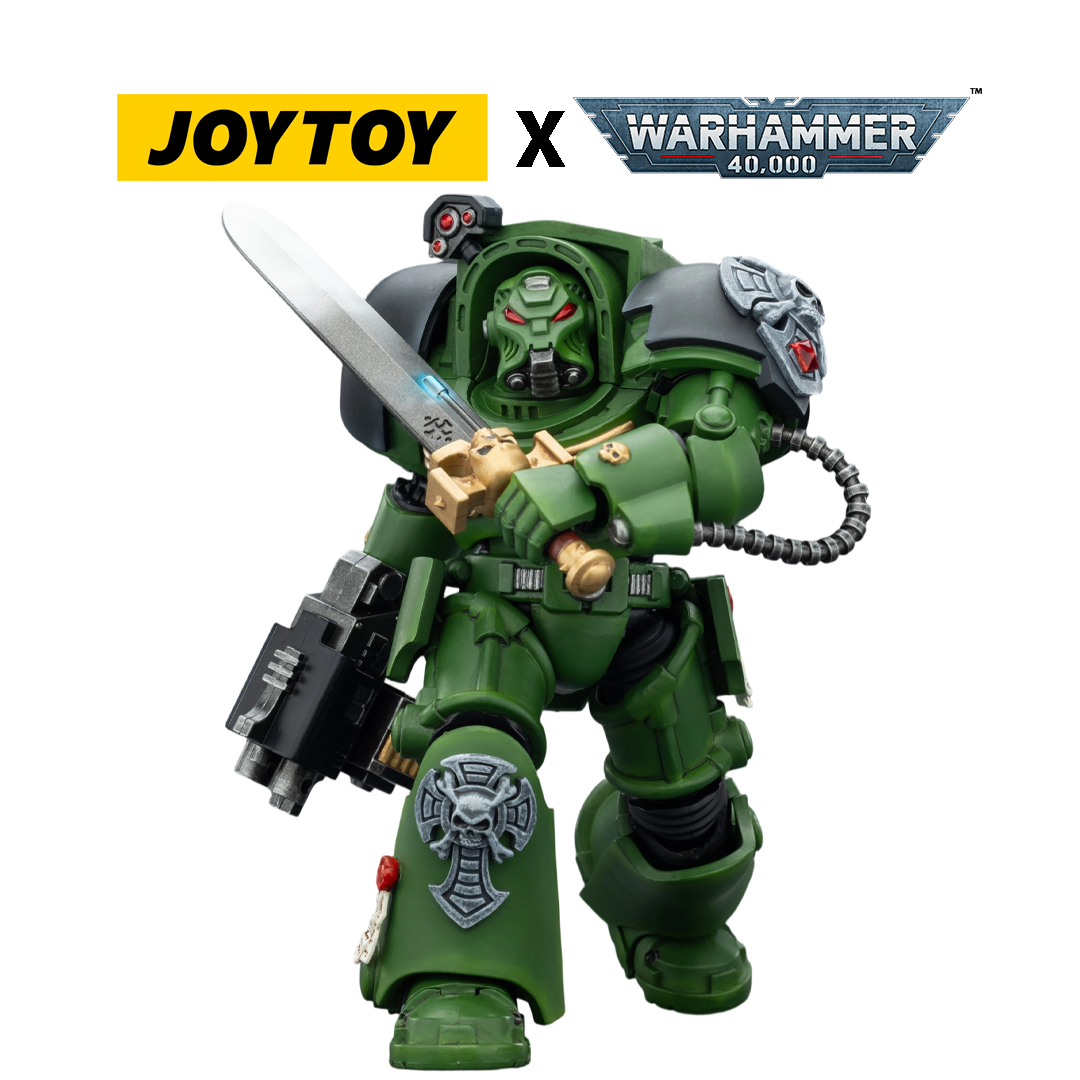JoyToy Warhammer 40,000 Action Figure - Salamanders, Terminator 1 with Power Sword and Storm Bolter (1/18 Scale)