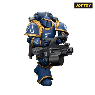 JoyToy Warhammer The Horus Heresy Action Figure - Ultramarines, Legion MkIII Tactical Support Squad, Legionary with Heavy Bolter (1/18 Scale) Preorder