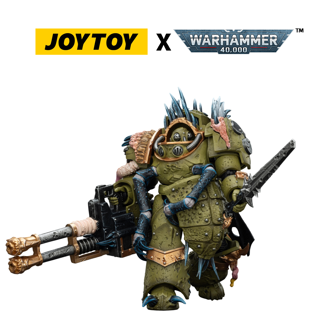 JoyToy Warhammer 40,000 Action Figure - Death Guard, Blightlord Terminator 1 with Reaper Autocannon and Bubotic Blade (1/18 Scale) Preorder
