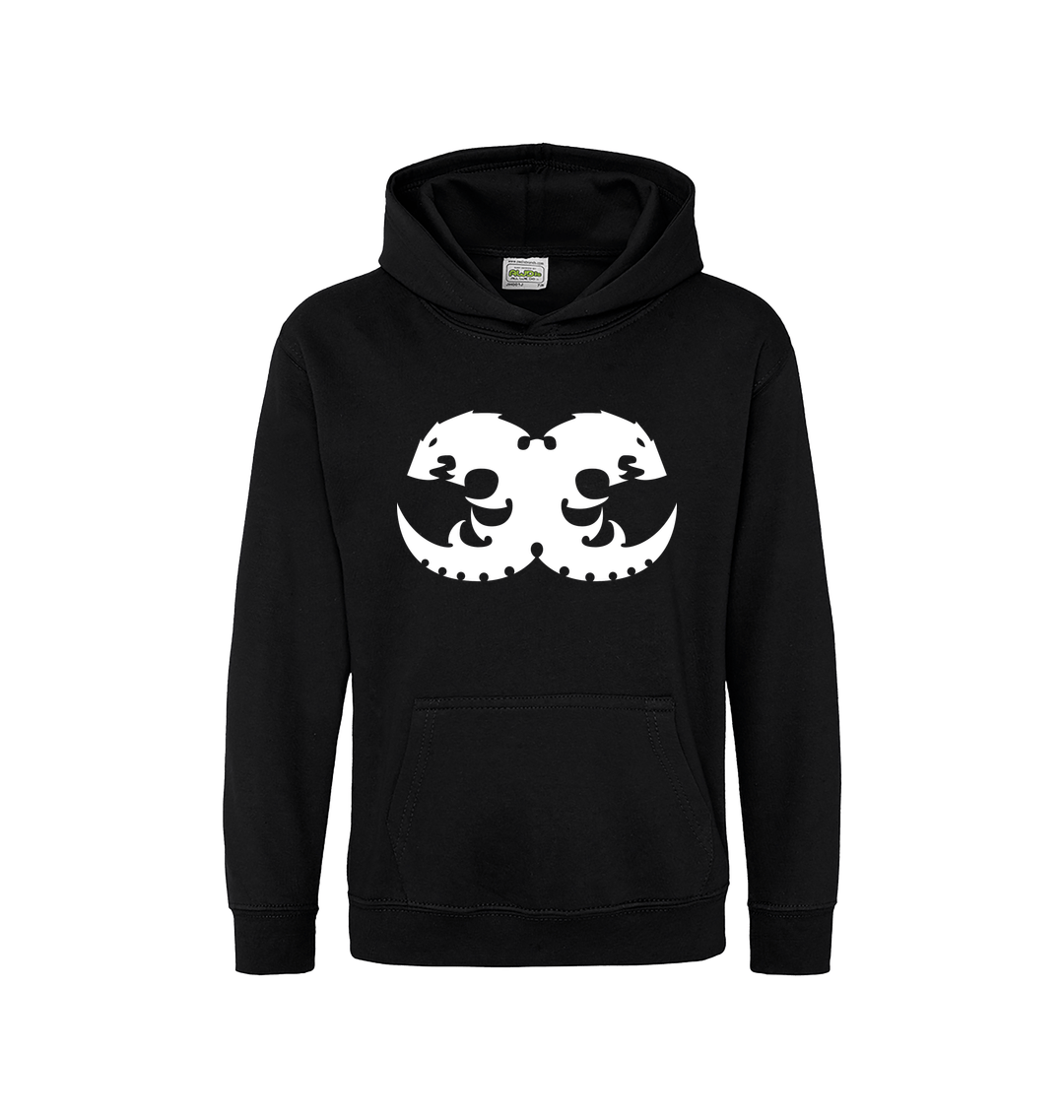Deep Black Printed Kids Hoodie