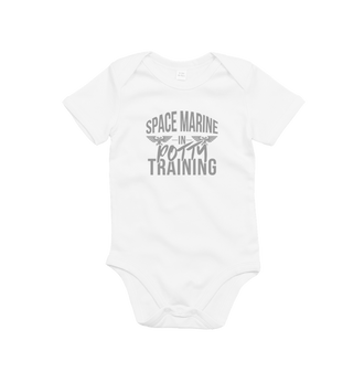 Organic White Space Marine In Potty Training V1 Baby Bodysuit