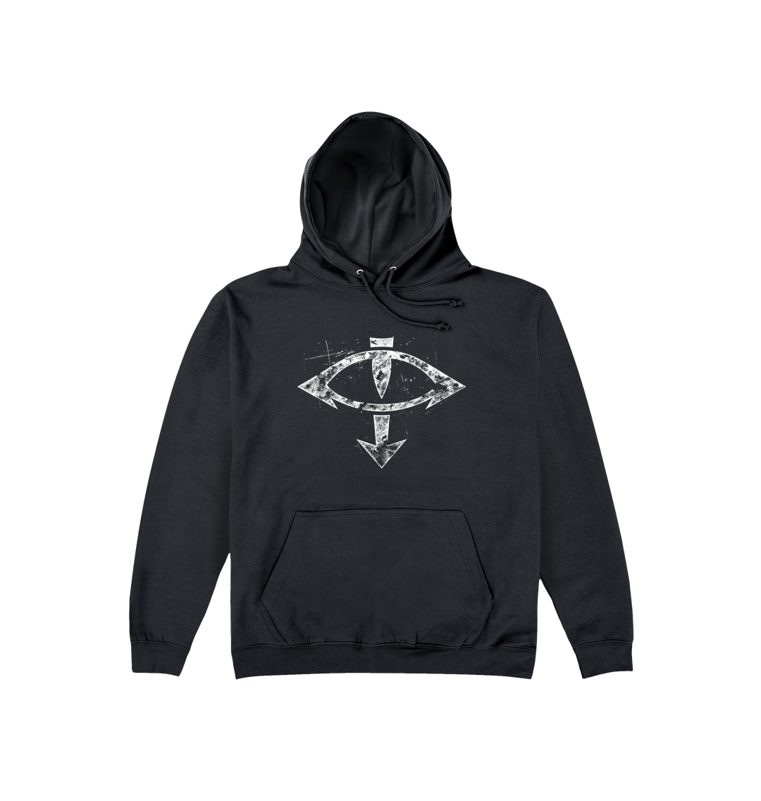 Deep Black Printed Hoody Front