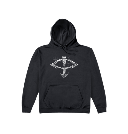 Deep Black Printed Hoody Front