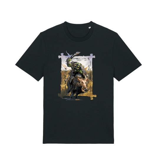 Black Premium Warhammer The Old World Orc & Goblin Tribes Boar Rider T Shirt