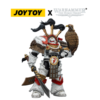 JOYTOY Warhammer The Horus Heresy Action Figure - White Scars, Legion Praetor in Cataphractii Terminator Armour with Cyber Hawk, Chogorian Sword and Combi-melta (1/18 Scale) Preorder