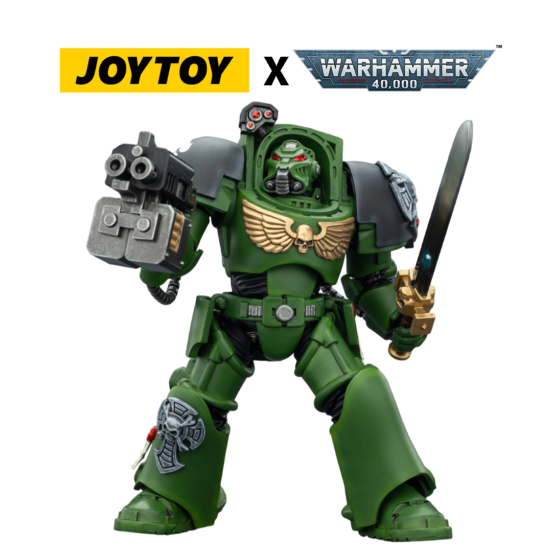 JoyToy Warhammer 40,000 Action Figure - Salamanders, Terminator 1 with Power Sword and Storm Bolter (1/18 Scale)