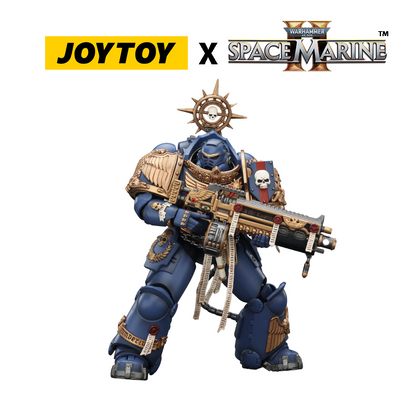 JoyToy Warhammer 40,000 Space Marine 2 Action Figure - Ultramarines, Heavy Relic Primus Armour, with Heavy Relic Bolt Rifle (1/18 Scale) Preorder