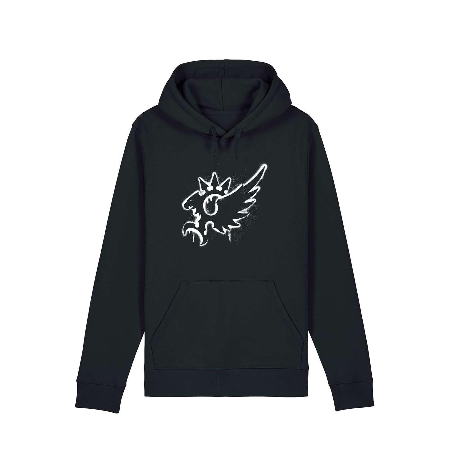 Black Printed Hoody Front