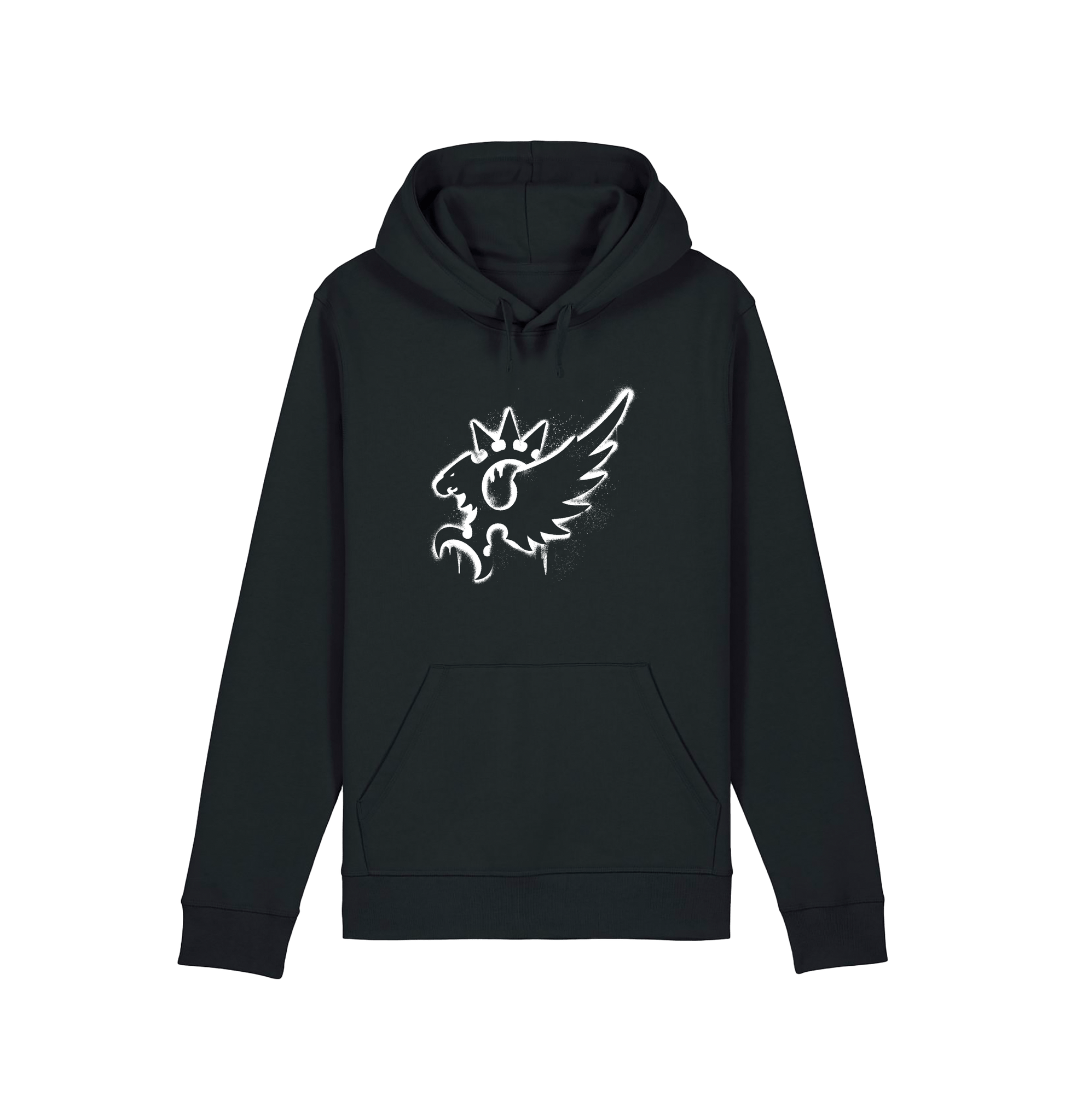 Black Printed Hoody Front