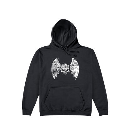 Deep Black Printed Hoody Front