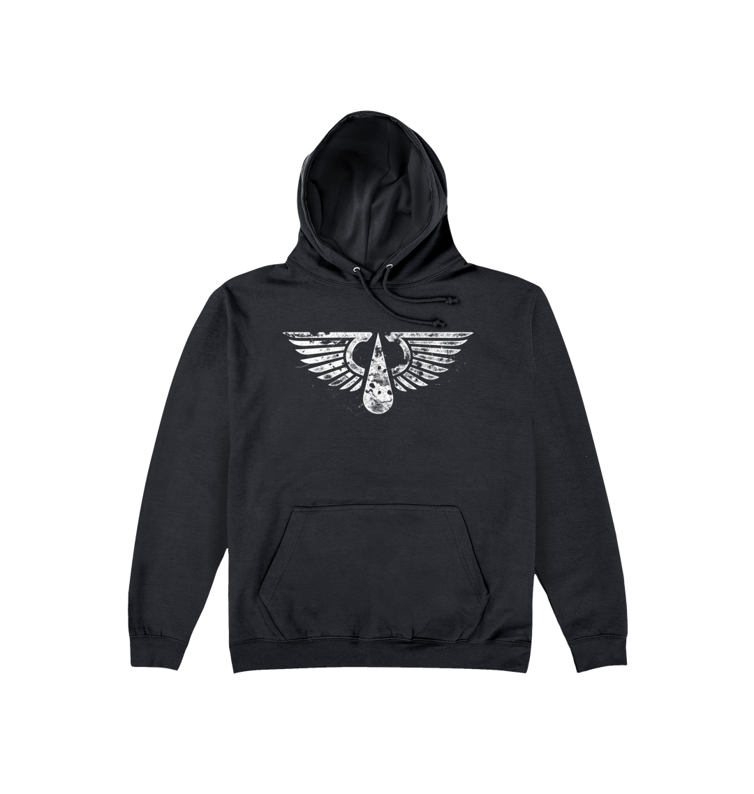 Deep Black Printed Hoody Front