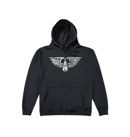 Deep Black Printed Hoody Front