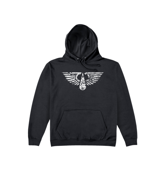 Deep Black Printed Hoody Front