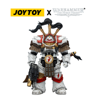 JOYTOY Warhammer The Horus Heresy Action Figure - White Scars, Legion Praetor in Cataphractii Terminator Armour with Cyber Hawk, Chogorian Sword and Combi-melta (1/18 Scale) Preorder