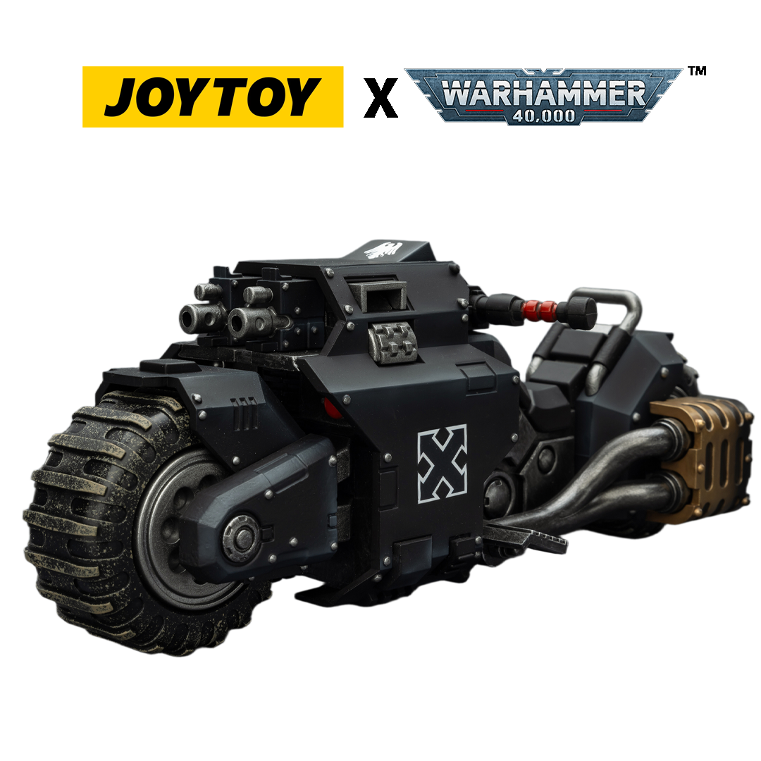 JOYTOY Warhammer 40,000 - Raven Guard, Raider-pattern Combat Bike with twin-linked bolt rifles (1/18 Scale) Preorder